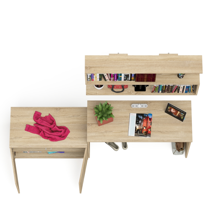 Прямые компьютерные столы, Письменный стол Мори МСП1200 с полкой и тумбой две дверки