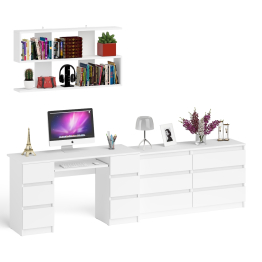 Стол компьютерный ящики слева и справа Мори МС-2 с комодом и полкой навесной