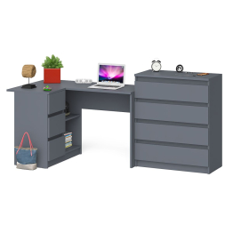 Комод Мори МК800 4-ре ящика с угловым компьютерным столом Мори МС-16 тумба слева