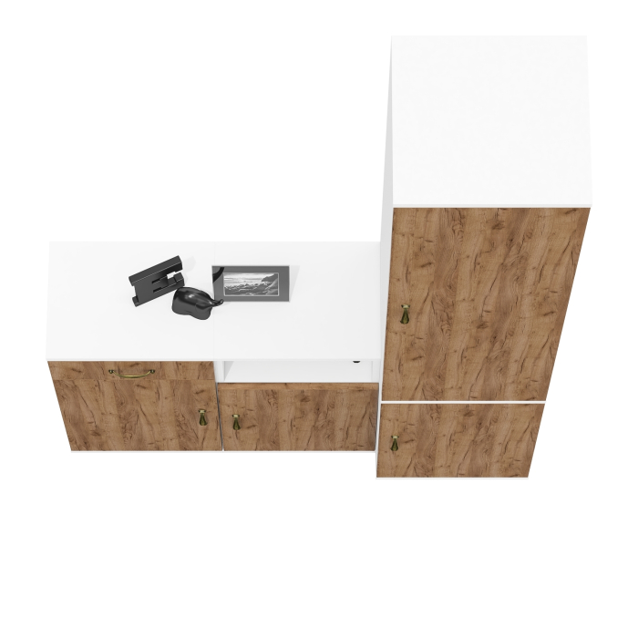 Домашние кабинеты, Пенал с дверками и полками и две тумбы 3.15 и 3.19 Лидер-8