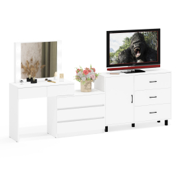 Угловой туалетный столик с подсветкой 110 и тумба-комод дверка и 3 ящика 122-1204