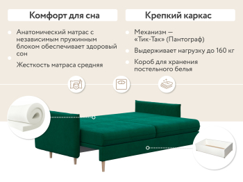 Диван-кровать Сканди, велюр