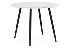 Обеденные столы, Стол деревянный Абилин 100 мрамор белый черный матовый