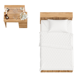 Кровать с ящиками полутораспальная Ксения 1200 и туалетный столик с подсветкой Сура