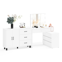 Стол косметический с подсветкой 110 и тумба-комод с тремя ящиками и дверками 123-1204