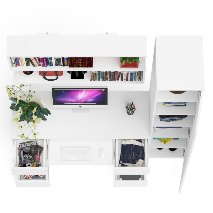 Домашние кабинеты, Компьютерный стол МС-2 с верхней полкой и пеналом для вещей Мори