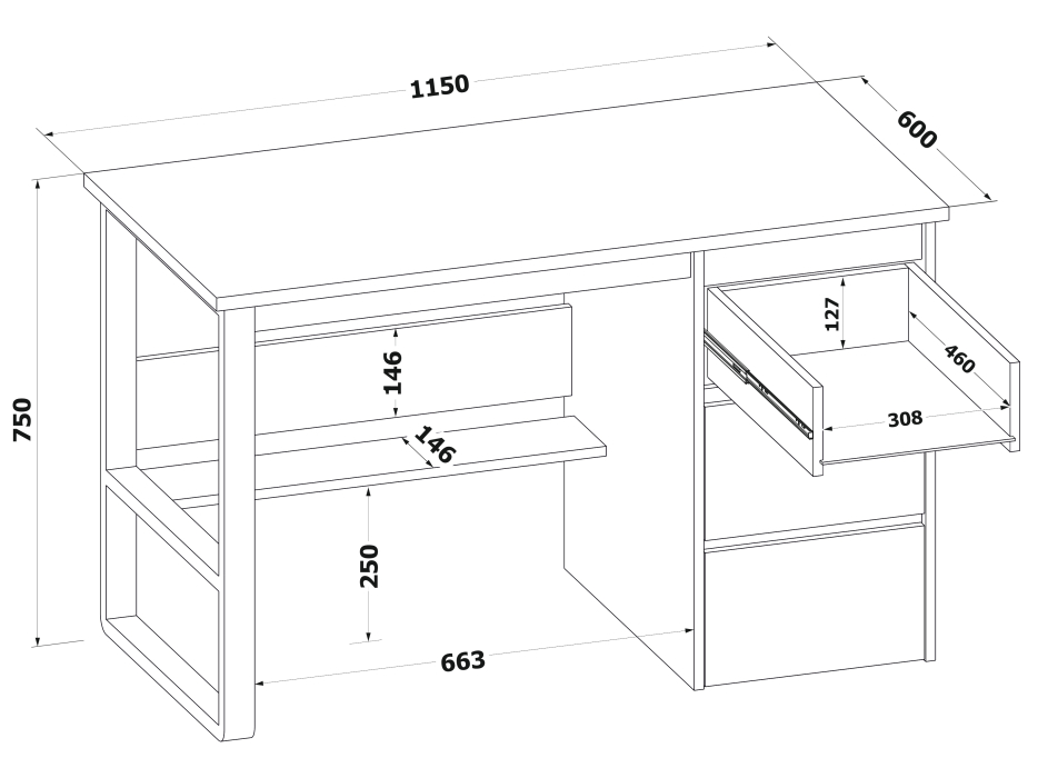 Прямые компьютерные столы, Стол письменный Сокол СПМ-211