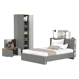 Кровать двухспальная Остин с ортопедическим основанием с тумбой 13.257 и шкафом 16.307