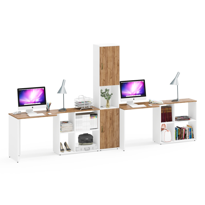 Домашние кабинеты, Два стола-трансформера для домашнего кабинета и пенал с дверками Лидер-8