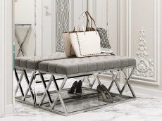 Банкетка в прихожую, Банкетка-скамейка STOOL GROUP ИНСИГНИЯ (Сталь серебро)