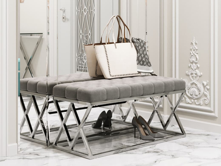 Банкетка в прихожую, Банкетка-скамейка STOOL GROUP ИНСИГНИЯ (Сталь серебро)