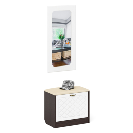 Обувница с мягким сиденьем с зеркалом П-6 МДФ фрезеровка ромб