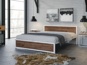 Кровать Титан Лофт 160 без ящиков (белый)