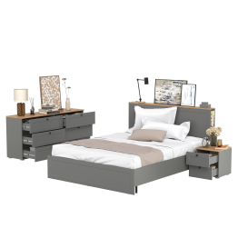 Гарнитур спальный Остин из комода 16.240 с кроватью с ортопедическим основанием и тумбы прикроватной