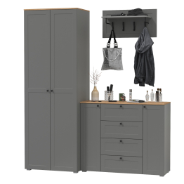 Шкаф в прихожую две двери с комодом и вешалкой для одежды с полкой Остин