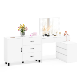 Угловой туалетный столик с подсветкой 110 и тумба-комод дверка и 3 ящика 122-1204