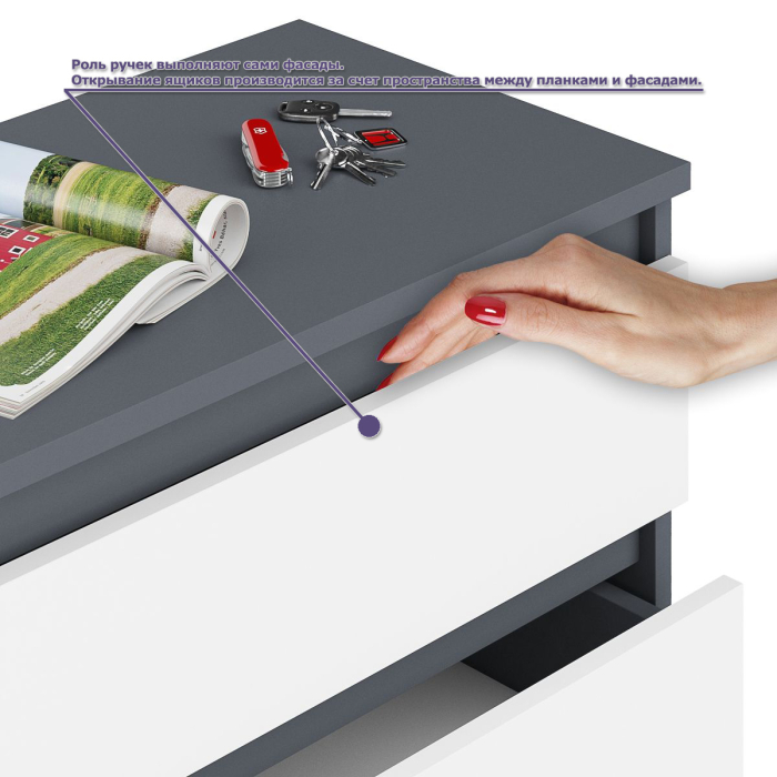 Домашние кабинеты, Высокий комод Мори на 700 5 ящиков и компьютерный стол Мори МС-6 тумба справа