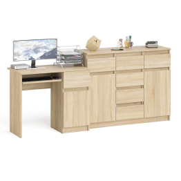 Тумба-комод с дверками и ящиками Мори МК1200.4 и стол компьютерный МС-1 правый