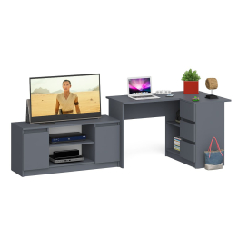 Компьютерный стол угловой МС-16 правый и тумба широкая 1200 Мори