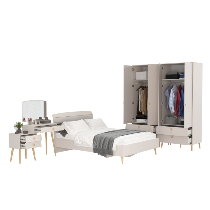 Спальные гарнитуры, Два двухдверных шкафа Афина с туалетным столиком и кроватью 1400