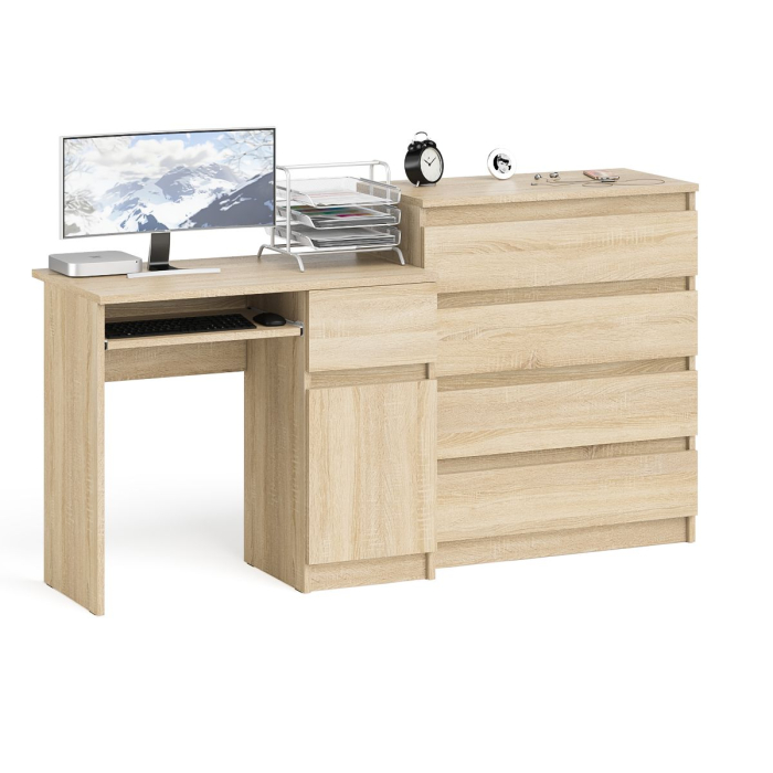 Домашние кабинеты, Компьютерный стол Мори МС-1 правый с комодом 4-ре ящика