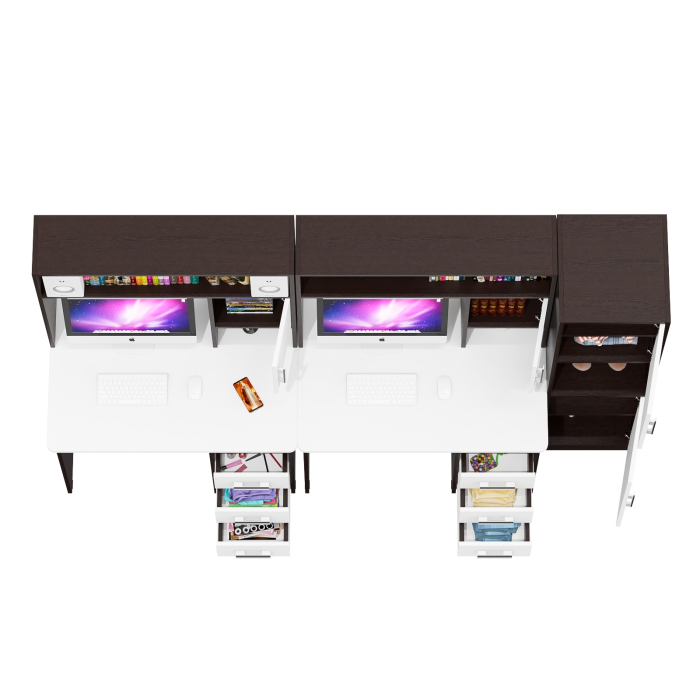 Домашние кабинеты, Стенка из компьютерных столов для двоих человек СК-9