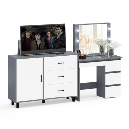 Комод-тумба 122-1204 и столик косметический с лампочками Сура