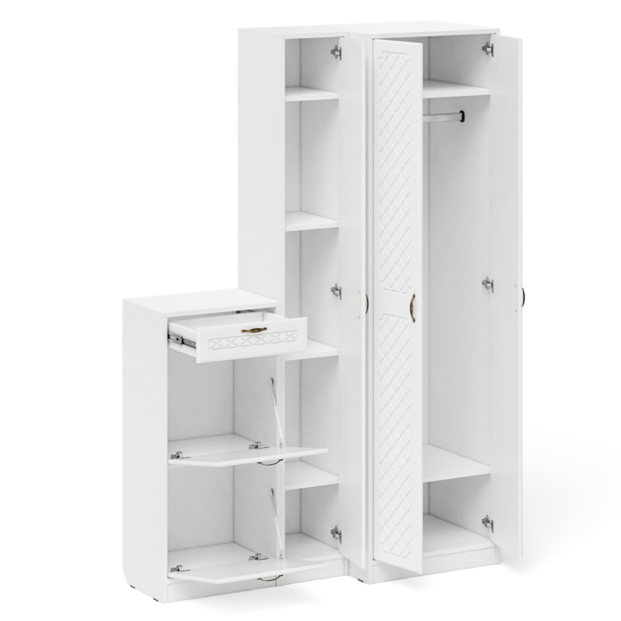 Прихожие, Обувница П-6 две секции с пеналом и шкафом № 28 МДФ фрезеровка ромб