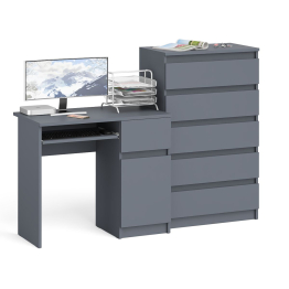 Компьютерный стол дверка и ящик справа МС-1 и комод высокий на 5-ть ящиков Мори