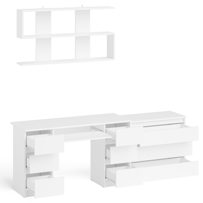 Домашние кабинеты, Комод Мори три ящика МК-800 и стол компьютерный Мори МС-2 с полкой 1200