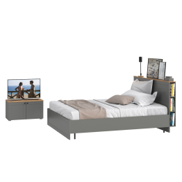 Двуспальная кровать с ортопедическим основанием и тумба двухдверная Остин