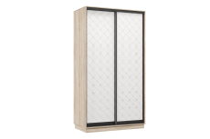 Шкафы-купе 2-х дверные, Шкаф-купе Премьер МИНИ 02 (01РБ;01РБ) фасады ромб белый/двухдверный/Профиль чёрный муар