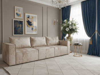 Диван-кровать Лофт 3-х модульный, плюш , с/м 145х266