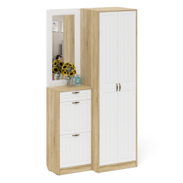 Зеркало для прихожей с обувницей и шкафом П-6 № 17 МДФ фрезеровка прованс