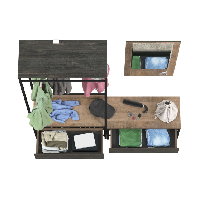 Прихожие, Прихожая 15.120 с зеркалом и тумбой для обуви с сиденьем Трувор