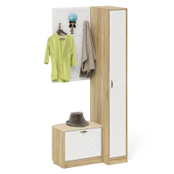 Прихожие, Вешалка для верхней одежды с обувницей с мягким сиденьем и пенал П-6-500 фрезеровка ромб