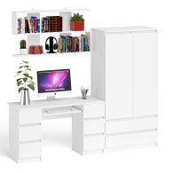 Домашние кабинеты, Шкаф-комод Мори МШ900.1 с письменным 2-х тумбовым столом МС-2 и полкой книжной