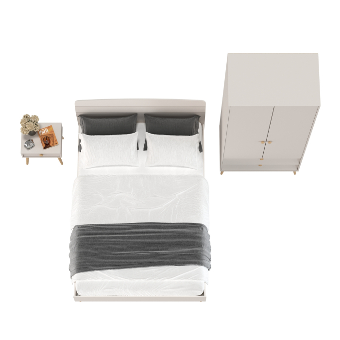 Спальные гарнитуры, Шкаф 2-х дверный с кроватью двуспальной Афина 1400 и прикроватной тумбочкой