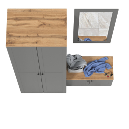 Тумба две дверки и шкаф для одежды с зеркалом Остин