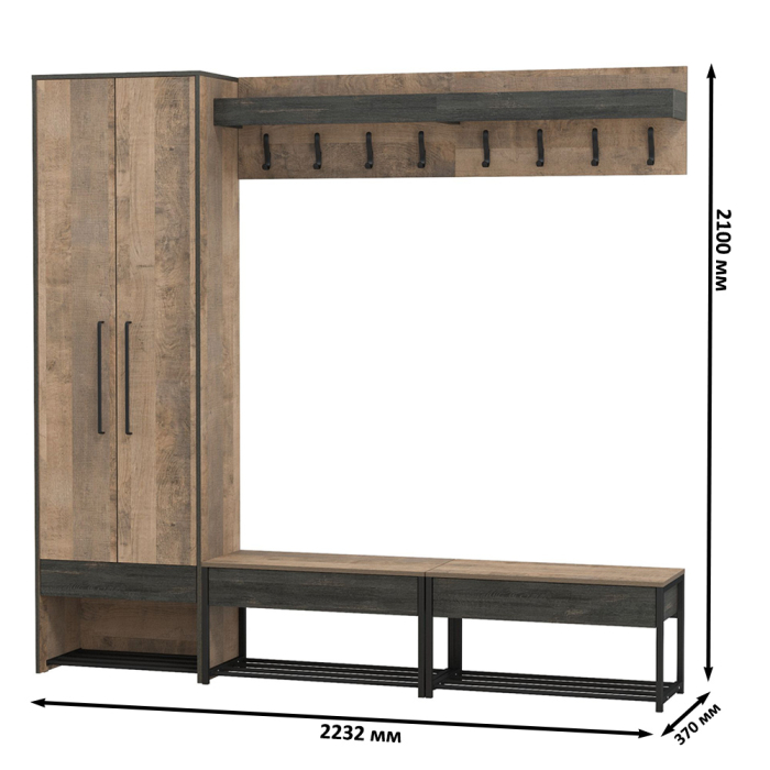 Прихожие, Прихожая Трувор № 211 с вешалкой с крючками