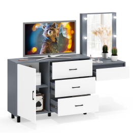 Комод с дверками и ящиками 122-1204 и косметический столик навесной с подсветкой