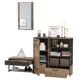 Комод с нишами и ящиком с обувницей с сиденьем и зеркалом Трувор