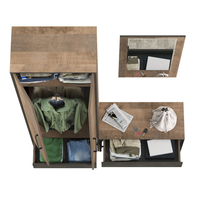 Прихожая, Прихожая с тумбой для обуви с сиденьем и зеркалом Трувор