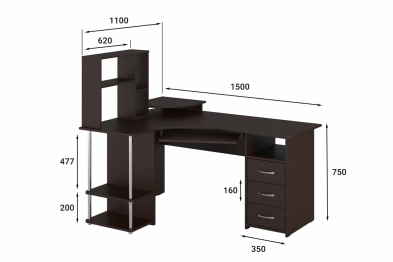 Стол компьютерный С-237 с полкой СЕ-237