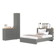 Спальные гарнитуры, Двуспальная кровать с ортопедическим основанием Остин и шкаф-пенал 13.227 с комодом 16.221