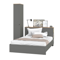 Спальные гарнитуры, Кровать 1600 с ортопедическим основанием Остин и бельевой шкаф-пенал 13.225