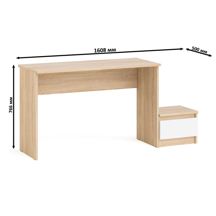 Прямые компьютерные столы, Стол письменный Мори с тумбой ТМП400.1