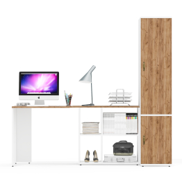 Глубокий пенал 23Б и стол компьютерный трансформер Лидер-8