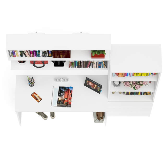 Прямые компьютерные столы, Стеллаж-комод Мори с письменным столом на 1200 и навесной полкой на 1200