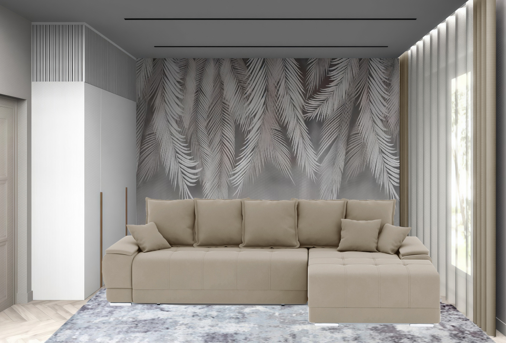 Диваны угловые в гостиную, Диван-кровать угловой Нордвикс ПБ, велюр